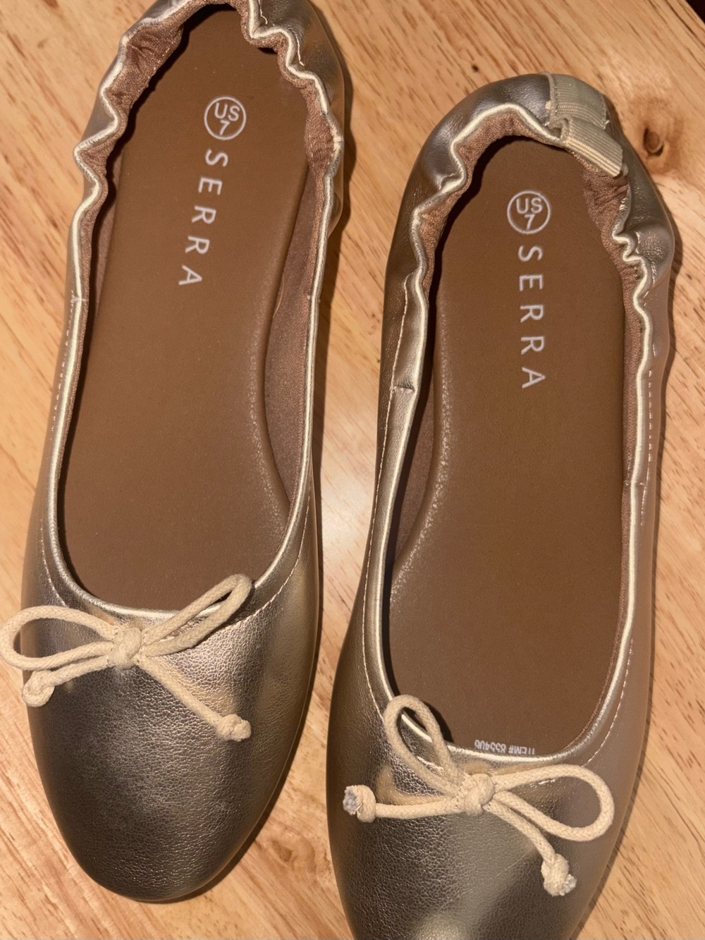 Serra Metallic Gold Ballet Flats with Bow Sz 7